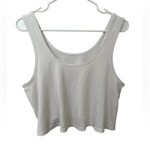 White Cropped Tank Top Soft Stretchy Minimalist Layering Women’s Sz S